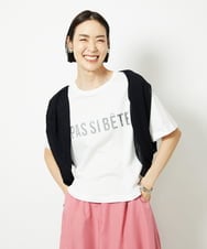 F6KJA41120 MICHEL KLEIN(小さいサイズ)(メゾン ドゥ サンク) [小さいサイズ]かすれプリントロゴＴシャツ ホワイト