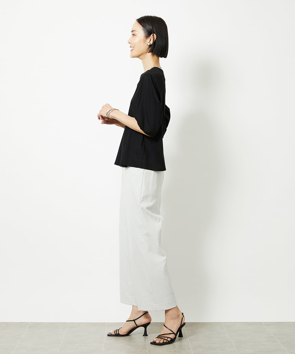 F6KJB37150 MICHEL KLEIN(小さいサイズ)(メゾン ドゥ サンク) [小さいサイズ]袖タックカットソー(接触冷感) ピンク