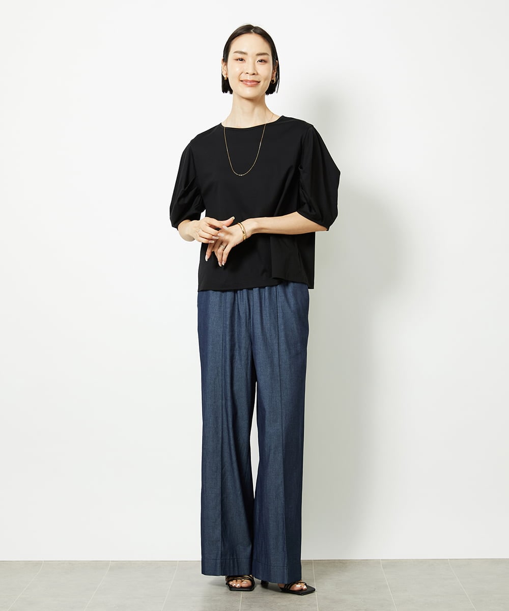 F6KJB37150 MICHEL KLEIN(小さいサイズ)(メゾン ドゥ サンク) [小さいサイズ]袖タックカットソー(接触冷感) ピンク