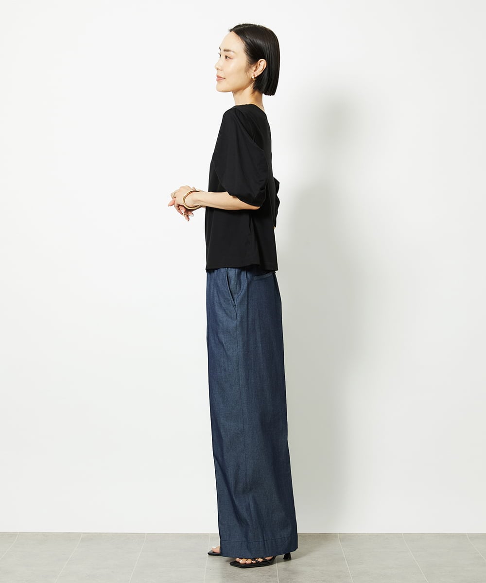 F6KJB37150 MICHEL KLEIN(小さいサイズ)(メゾン ドゥ サンク) [小さいサイズ]袖タックカットソー(接触冷感) ピンク