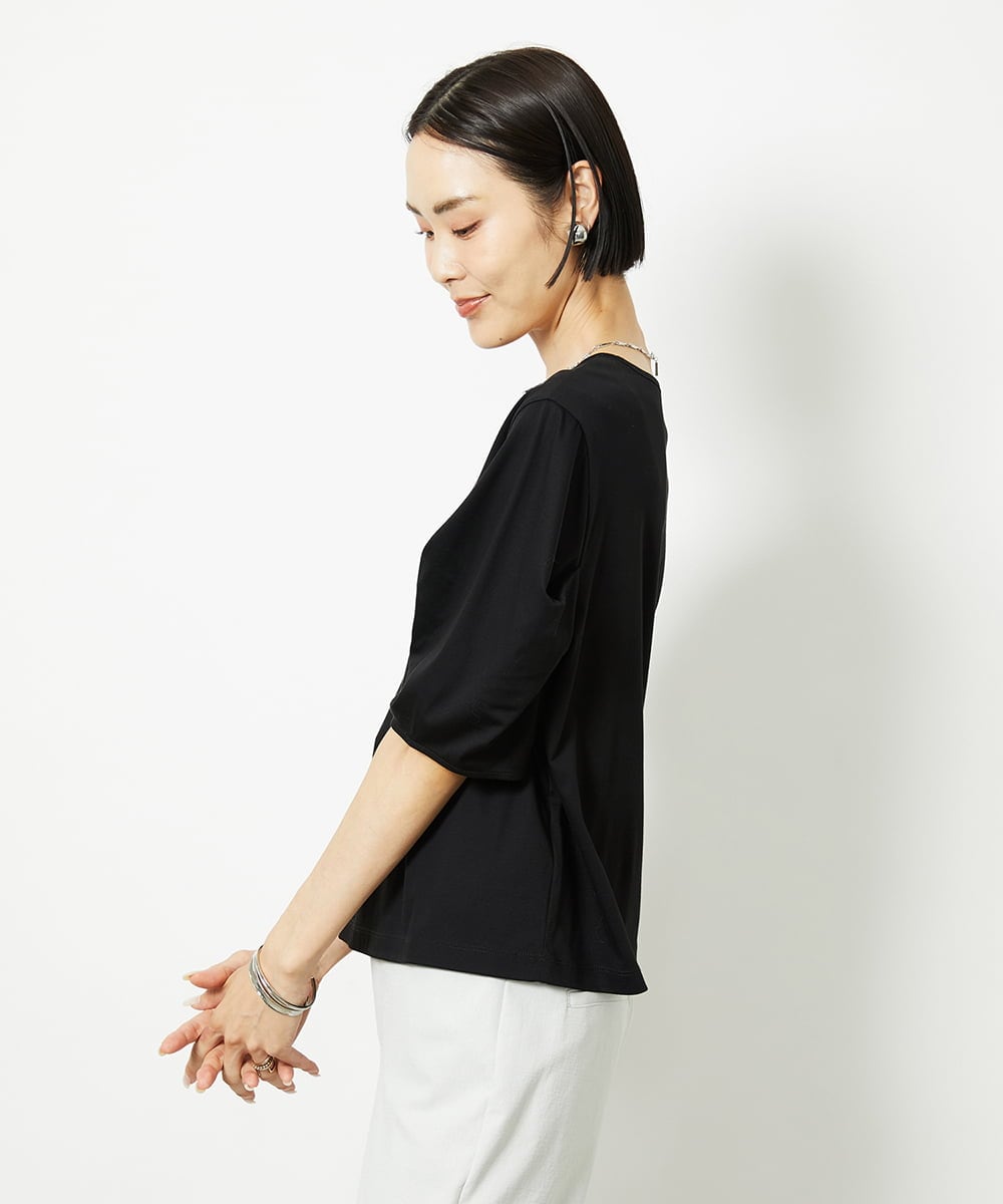 F6KJB37150 MICHEL KLEIN(小さいサイズ)(メゾン ドゥ サンク) [小さいサイズ]袖タックカットソー(接触冷感) ピンク