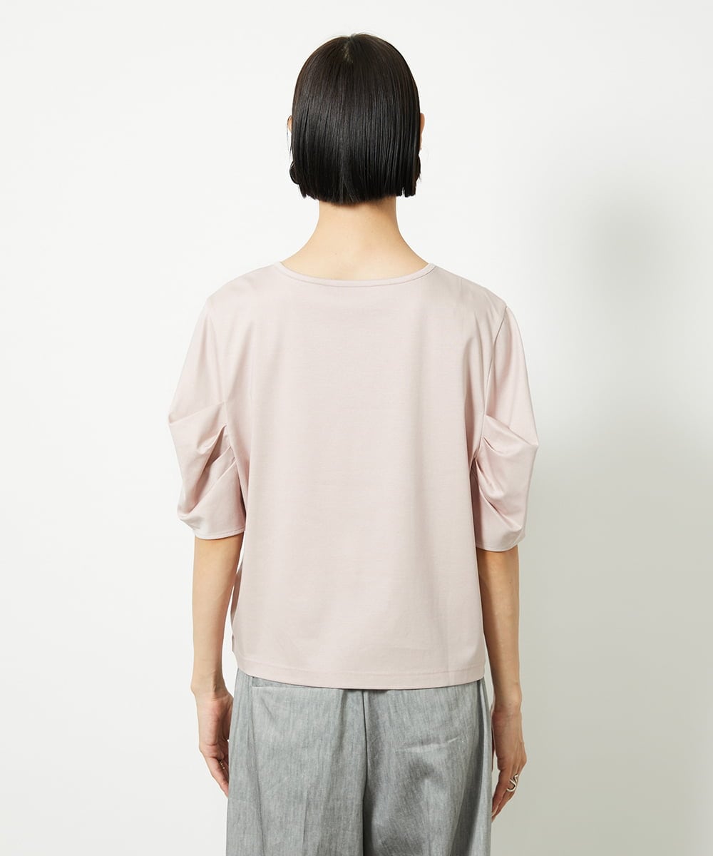 F6KJB37150 MICHEL KLEIN(小さいサイズ)(メゾン ドゥ サンク) [小さいサイズ]袖タックカットソー(接触冷感) ピンク