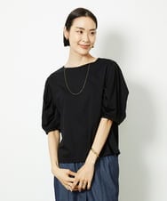 F6KJB37150 MICHEL KLEIN(小さいサイズ)(メゾン ドゥ サンク) [小さいサイズ]袖タックカットソー(接触冷感) ブラック
