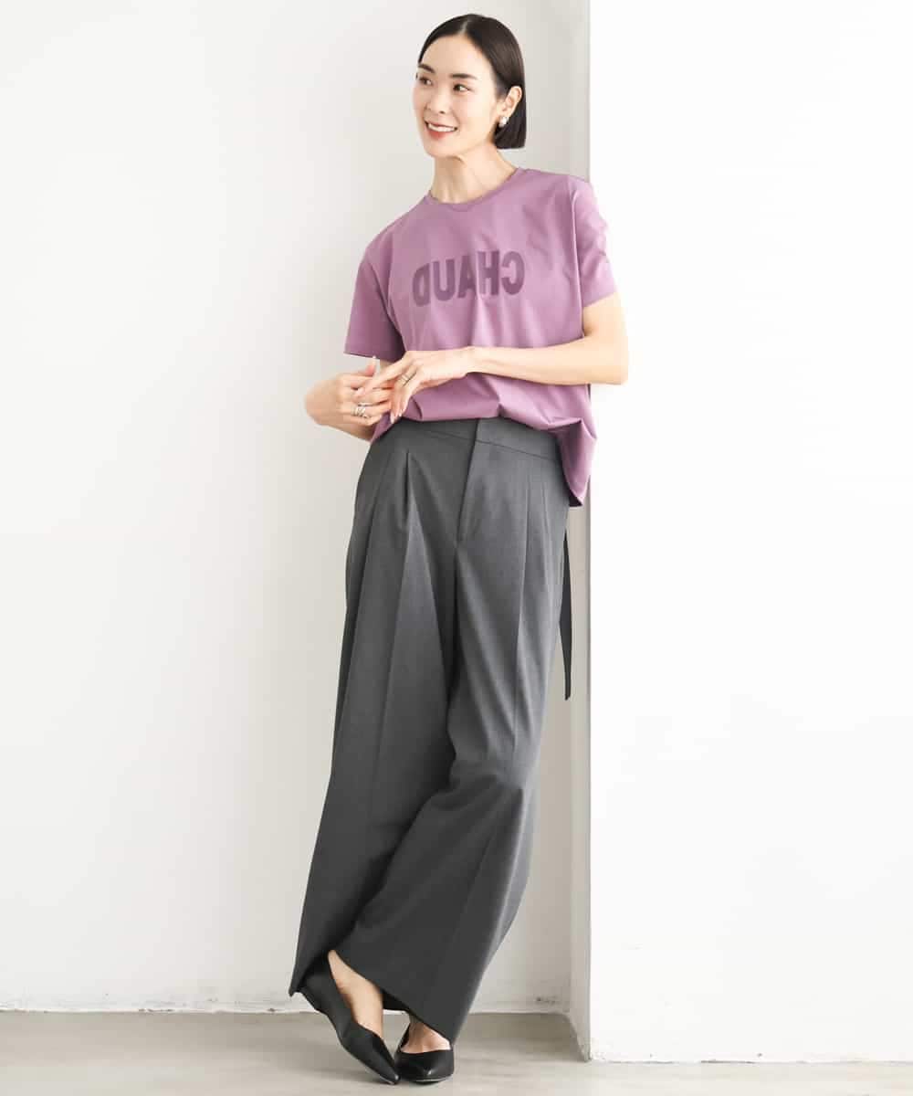 F6KJD20120 MICHEL KLEIN(小さいサイズ)(メゾン ドゥ サンク) 【小さいサイズ】フロッキーロゴTシャツ パープル