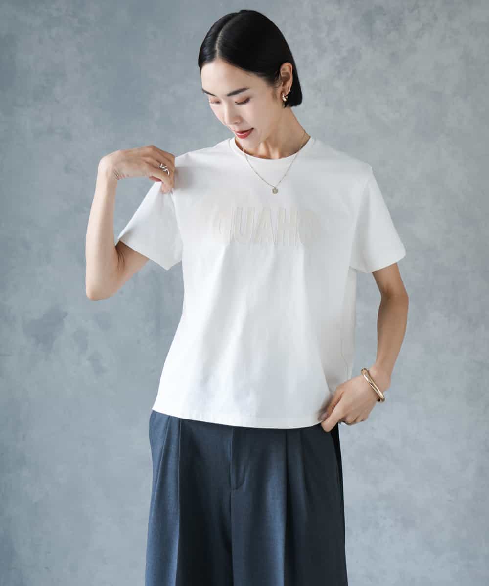 F6KJD20120 MICHEL KLEIN(小さいサイズ)(メゾン ドゥ サンク) 【小さいサイズ】フロッキーロゴTシャツ パープル