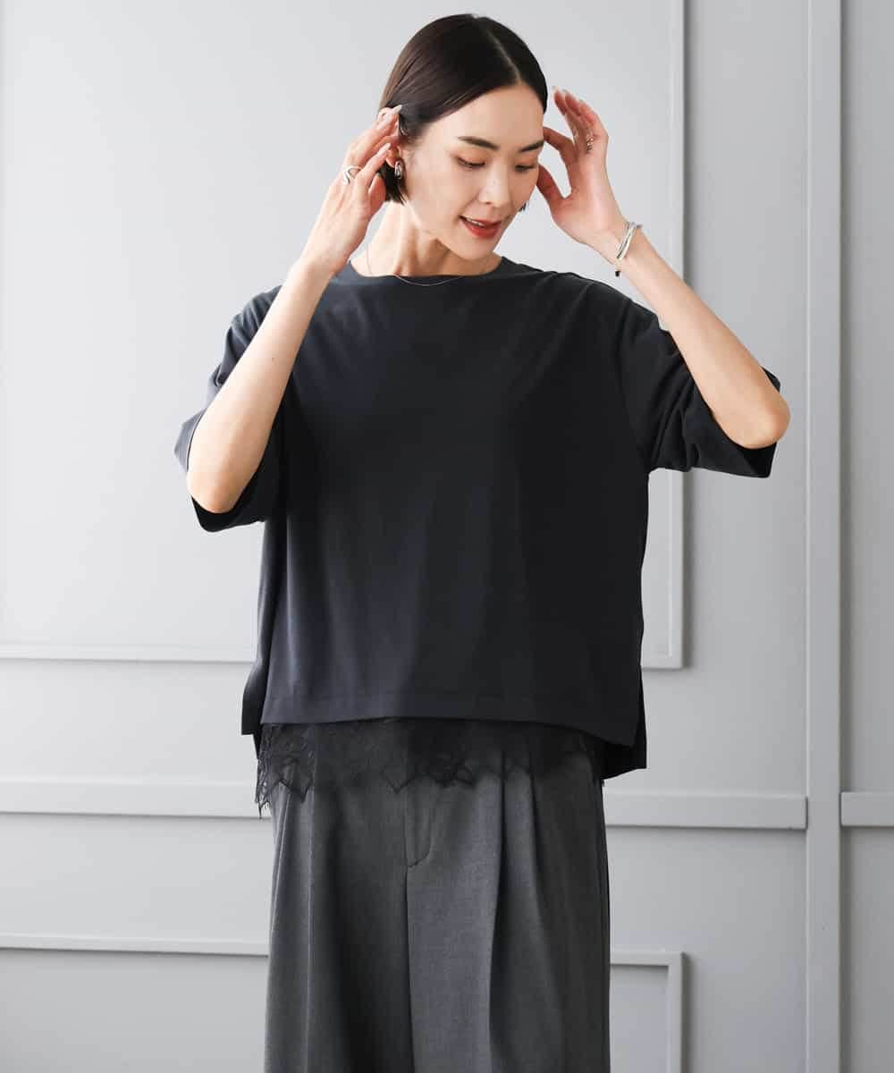 F6KJD21150 MICHEL KLEIN(小さいサイズ)(メゾン ドゥ サンク) 【小さいサイズ】ヴィンテージライクボックスTシャツ アイボリー