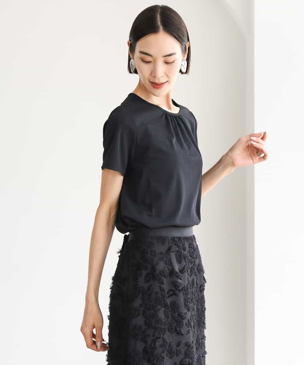 F6KJD23150 MICHEL KLEIN(小さいサイズ)(メゾン ドゥ サンク) 【小さいサイズ】ギャザーネックジョーゼットカットソー ラベンダー