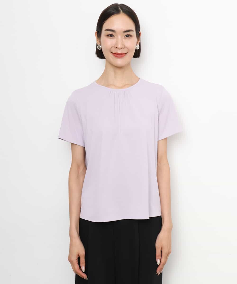 F6KJD23150 MICHEL KLEIN(小さいサイズ)(メゾン ドゥ サンク) 【小さいサイズ】ギャザーネックジョーゼットカットソー ラベンダー