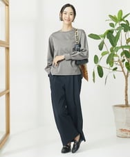 F6LAA01240 MICHEL KLEIN(小さいサイズ)(メゾン ドゥ サンク) [小さいサイズ]ソフトタッチチノワイドパンツ ライトグリーン