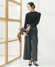 F6LAA01240 MICHEL KLEIN(小さいサイズ)(メゾン ドゥ サンク) [小さいサイズ]ソフトタッチチノワイドパンツ ライトグリーン