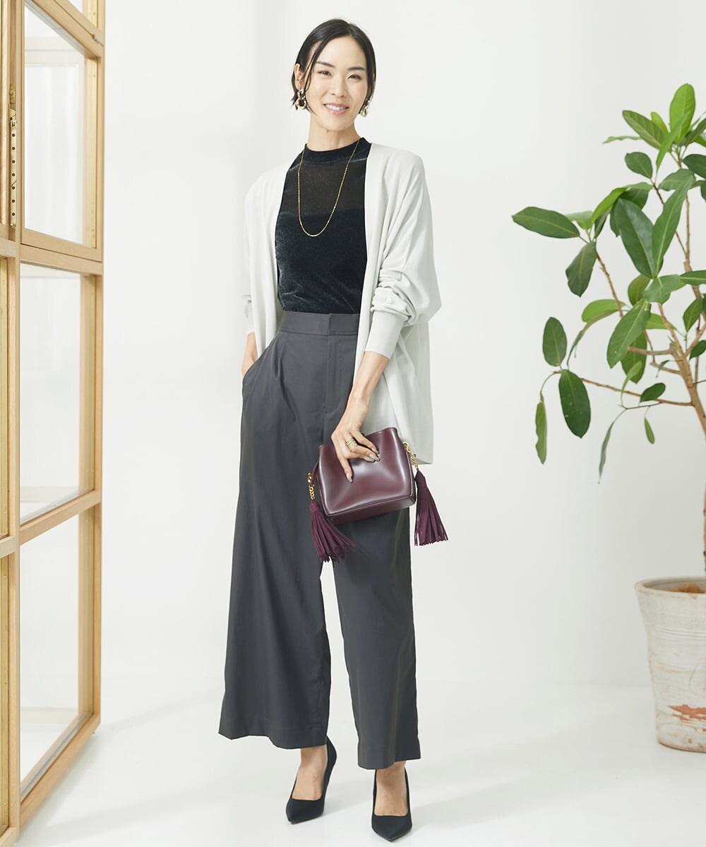 F6LAA01240 MICHEL KLEIN(小さいサイズ)(メゾン ドゥ サンク) [小さいサイズ]ソフトタッチチノワイドパンツ ライトグリーン