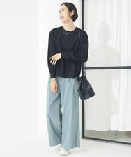 F6LAA01240 MICHEL KLEIN(小さいサイズ)(メゾン ドゥ サンク) [小さいサイズ]ソフトタッチチノワイドパンツ ライトグリーン