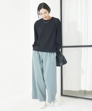 F6LAA01240 MICHEL KLEIN(小さいサイズ)(メゾン ドゥ サンク) [小さいサイズ]ソフトタッチチノワイドパンツ ライトグリーン