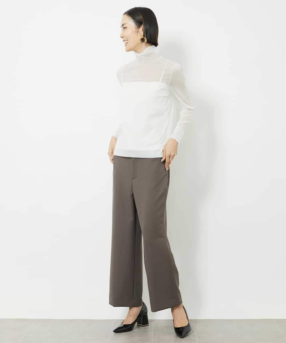 F6LAA10180 MICHEL KLEIN(小さいサイズ)(メゾン ドゥ サンク) [小さいサイズ]ストレッチワイドパンツ(定番人気) ブラウン(87)