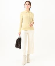 F6LAA30180 MICHEL KLEIN(小さいサイズ)(メゾン ドゥ サンク) [小さいサイズ]裏起毛ワイドクロップドパンツ(機能素材/定番人気/新色追加) ネイビー