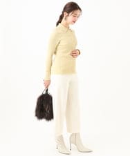 F6LAA30180 MICHEL KLEIN(小さいサイズ)(メゾン ドゥ サンク) [小さいサイズ]裏起毛ワイドクロップドパンツ(機能素材/定番人気/新色追加) ネイビー