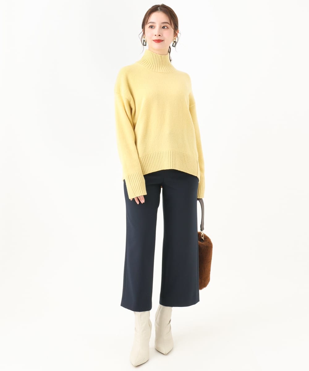 F6LAA30180 MICHEL KLEIN(小さいサイズ)(メゾン ドゥ サンク) [小さいサイズ]裏起毛ワイドクロップドパンツ(機能素材/定番人気/新色追加) ネイビー