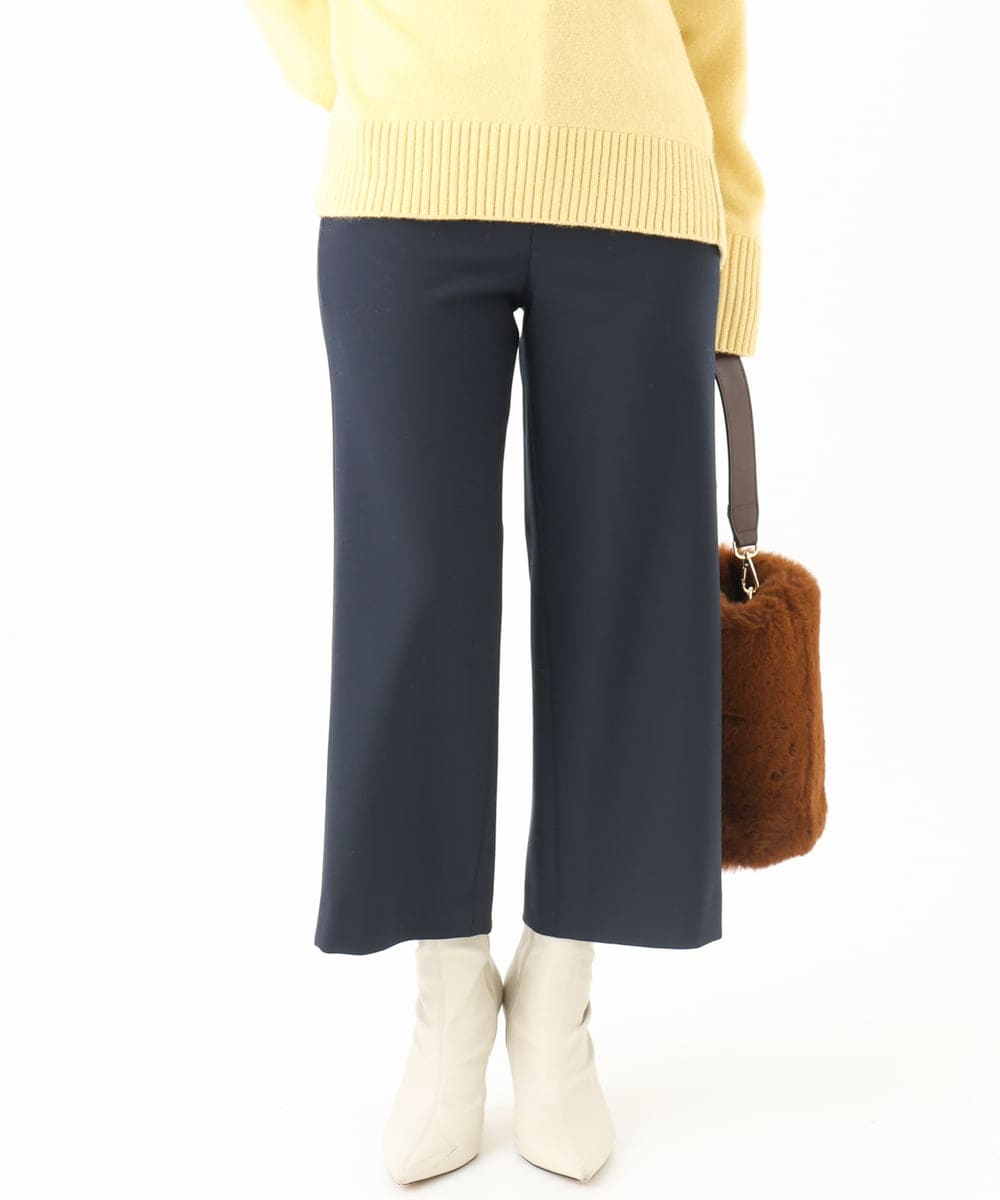 F6LAA30180 MICHEL KLEIN(小さいサイズ)(メゾン ドゥ サンク) [小さいサイズ]裏起毛ワイドクロップドパンツ(機能素材/定番人気/新色追加) ネイビー