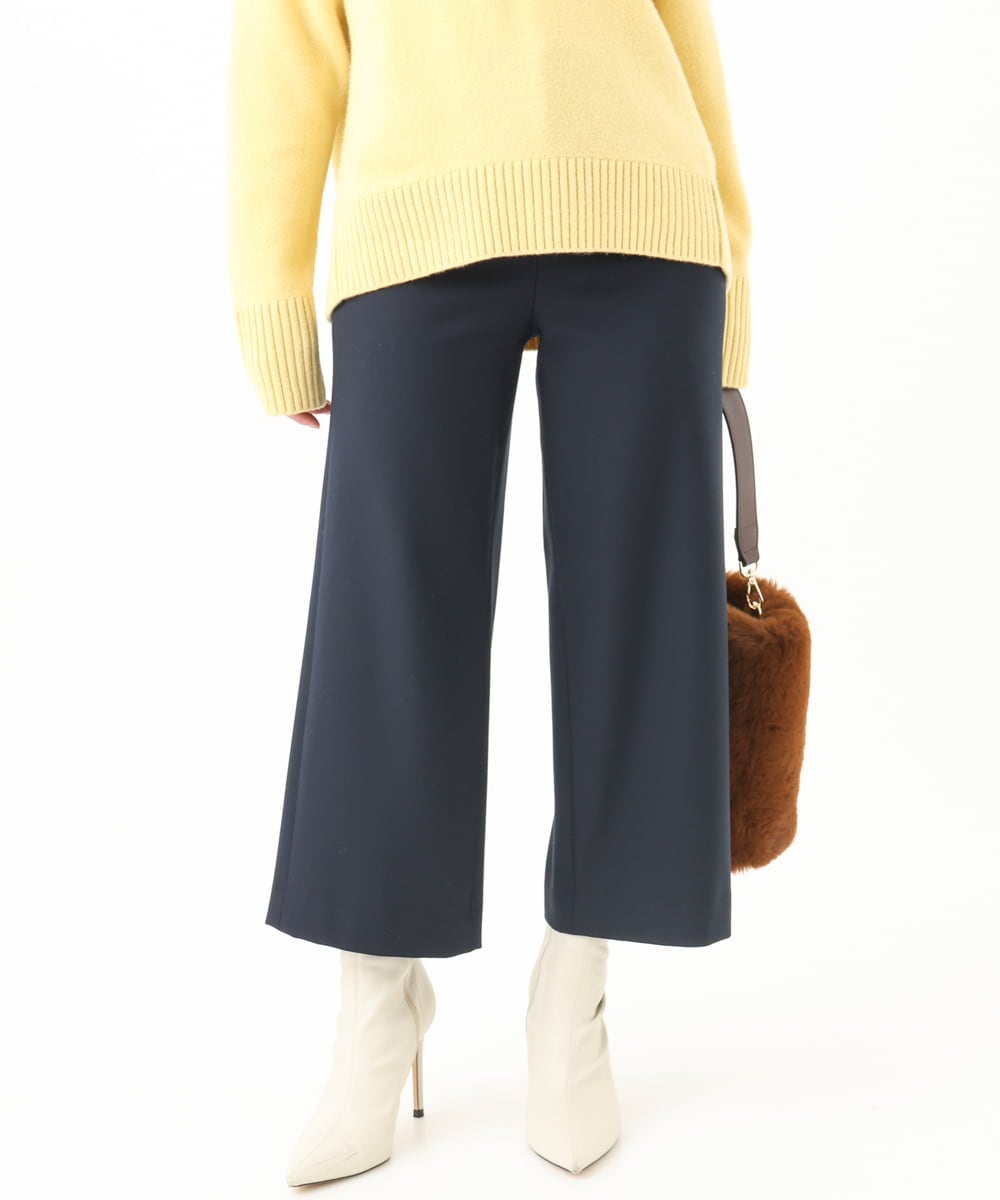 F6LAA30180 MICHEL KLEIN(小さいサイズ)(メゾン ドゥ サンク) [小さいサイズ]裏起毛ワイドクロップドパンツ(機能素材/定番人気/新色追加) ネイビー