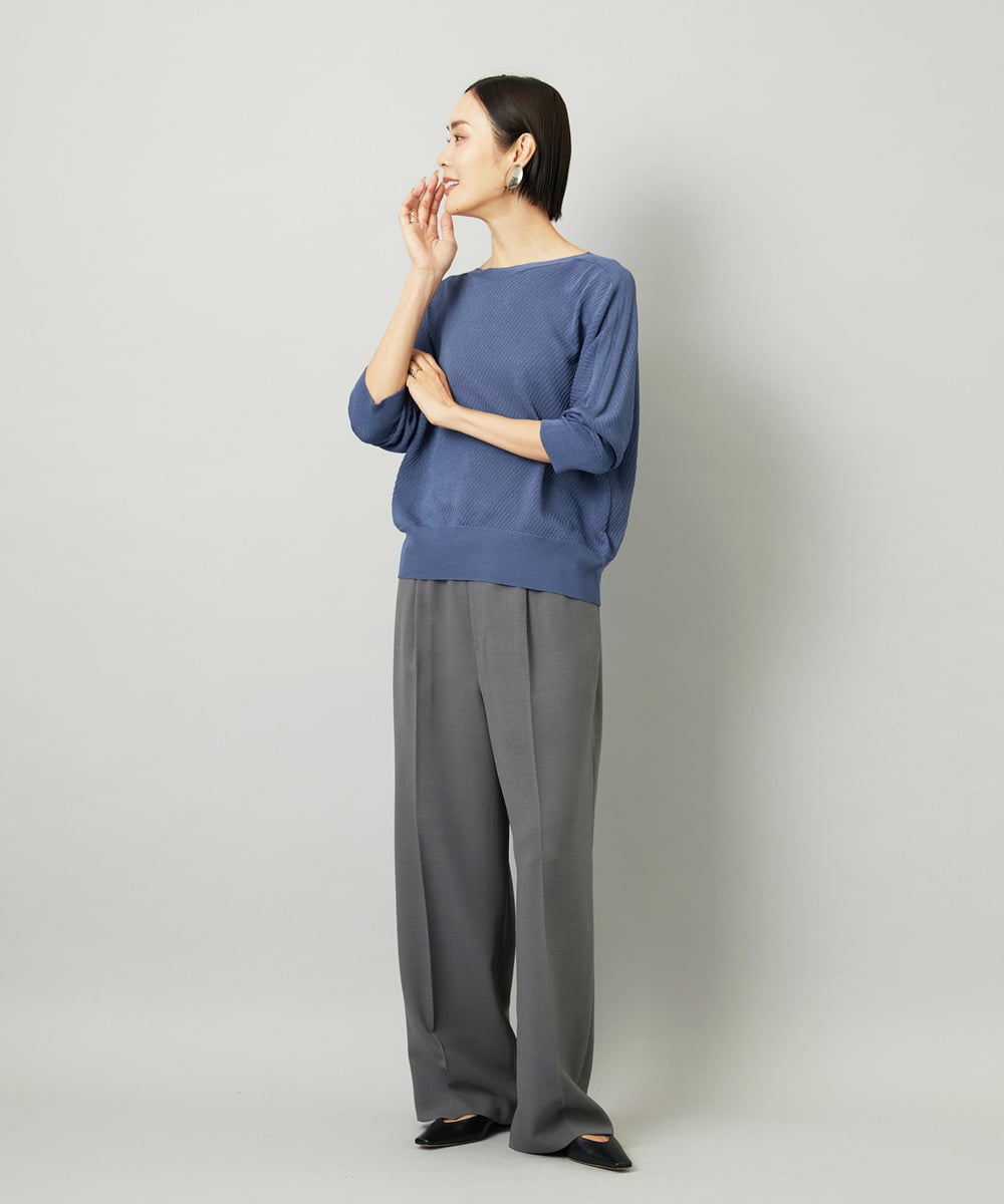 F6LAD10230 MICHEL KLEIN(小さいサイズ)(メゾン ドゥ サンク) [小さいサイズ]コージーワイドパンツ ネイビー
