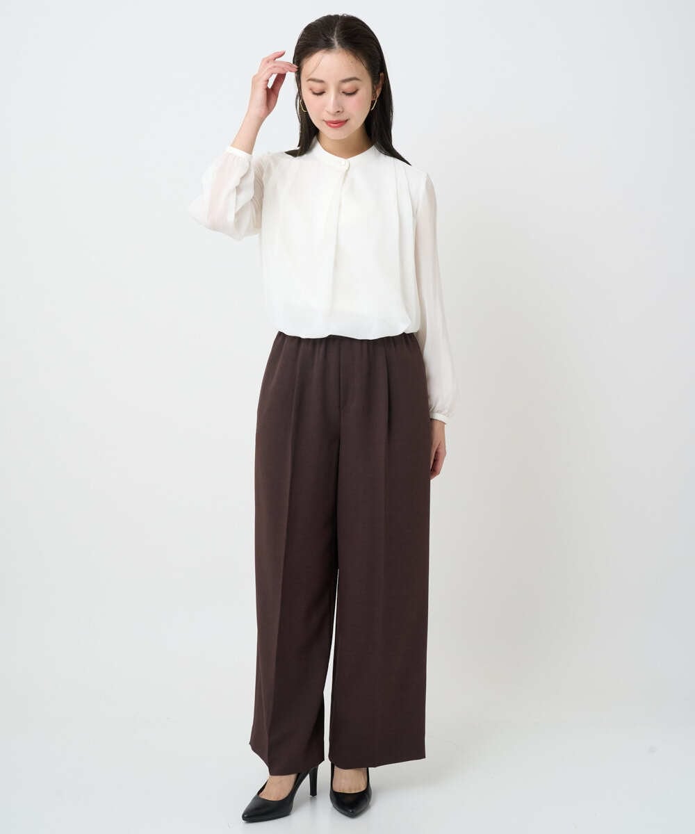 F6LAD10230 MICHEL KLEIN(小さいサイズ)(メゾン ドゥ サンク) [小さいサイズ]コージーワイドパンツ バーガンディ