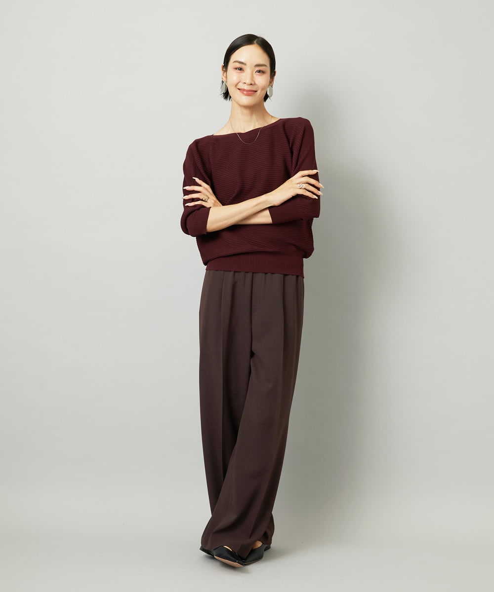 F6LAD10230 MICHEL KLEIN(小さいサイズ)(メゾン ドゥ サンク) [小さいサイズ]コージーワイドパンツ バーガンディ