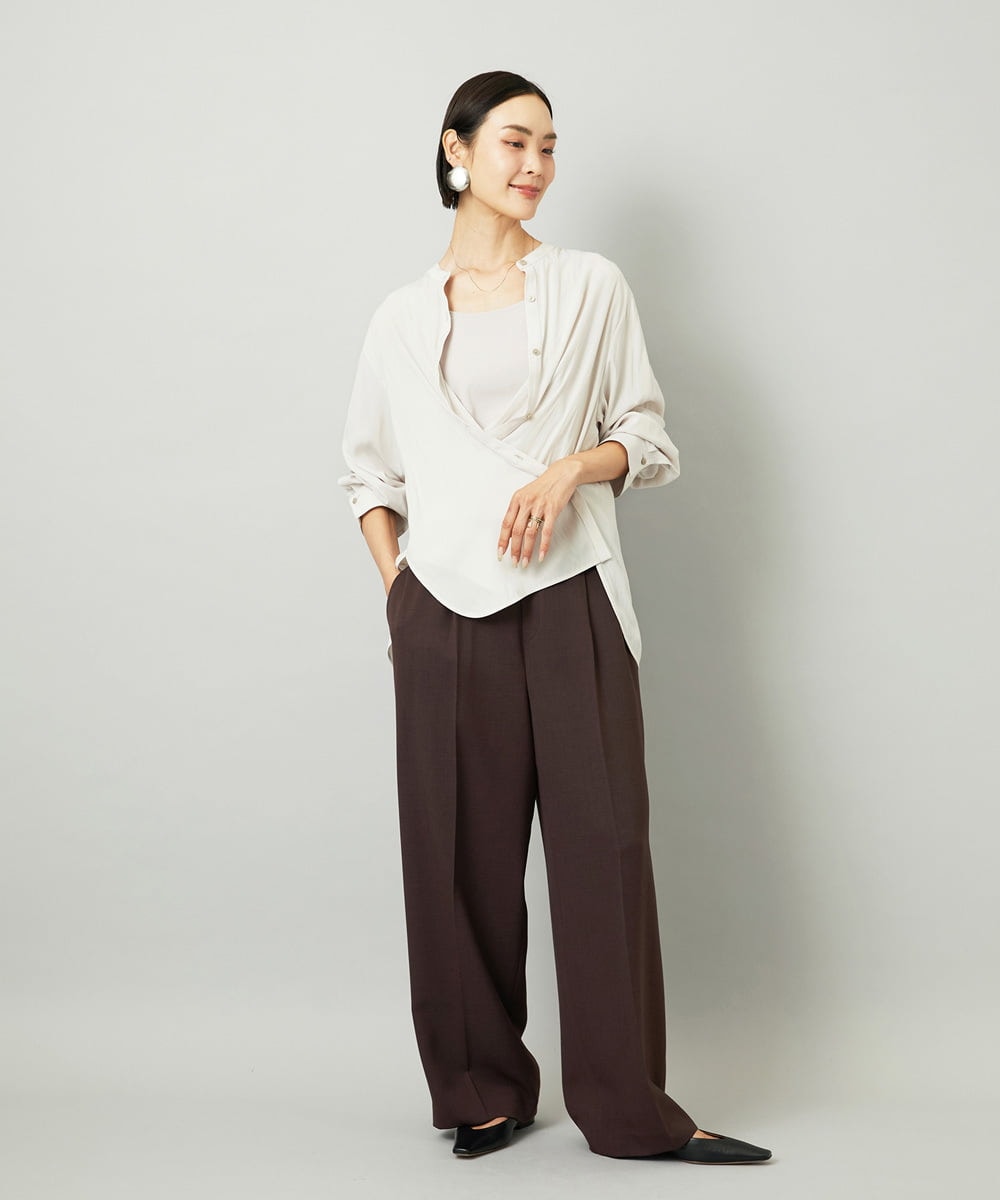 F6LAD10230 MICHEL KLEIN(小さいサイズ)(メゾン ドゥ サンク) [小さいサイズ]コージーワイドパンツ バーガンディ