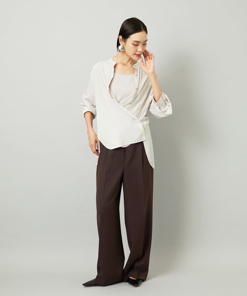 F6LAD10230 MICHEL KLEIN(小さいサイズ)(メゾン ドゥ サンク) [小さいサイズ]コージーワイドパンツ バーガンディ