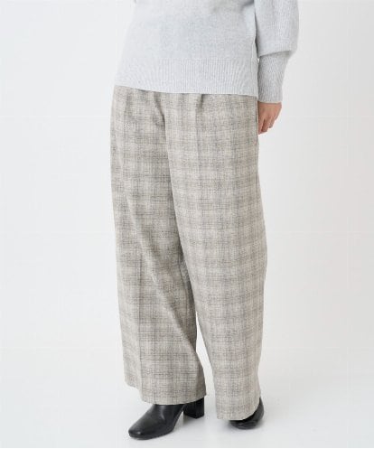 F6LAD13260 MICHEL KLEIN(小さいサイズ) [小さいサイズ]2WAYストレッチチェックワイドパンツ