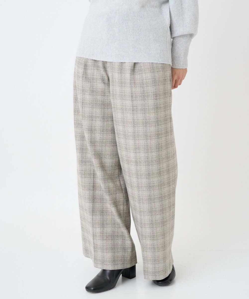 F6LAD13260 MICHEL KLEIN(小さいサイズ)(メゾン ドゥ サンク) [小さいサイズ]2WAYストレッチチェックワイドパンツ ライトグレー