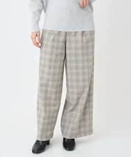 F6LAD13260 MICHEL KLEIN(小さいサイズ)(メゾン ドゥ サンク) [小さいサイズ]2WAYストレッチチェックワイドパンツ ライトグレー