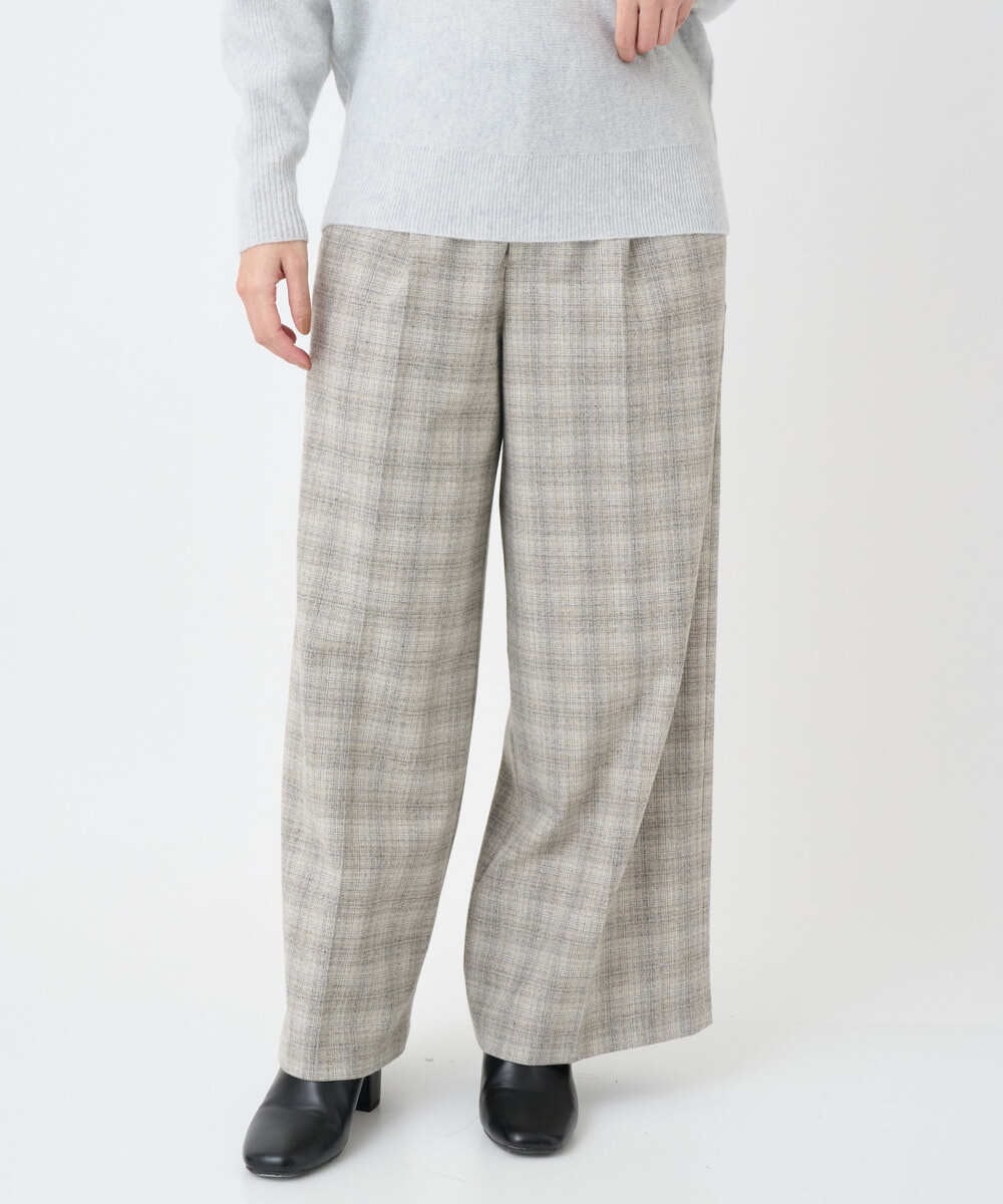 F6LAD13260 MICHEL KLEIN(小さいサイズ)(メゾン ドゥ サンク) [小さいサイズ]2WAYストレッチチェックワイドパンツ ライトグレー