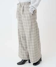 F6LAD13260 MICHEL KLEIN(小さいサイズ)(メゾン ドゥ サンク) [小さいサイズ]2WAYストレッチチェックワイドパンツ ライトグレー