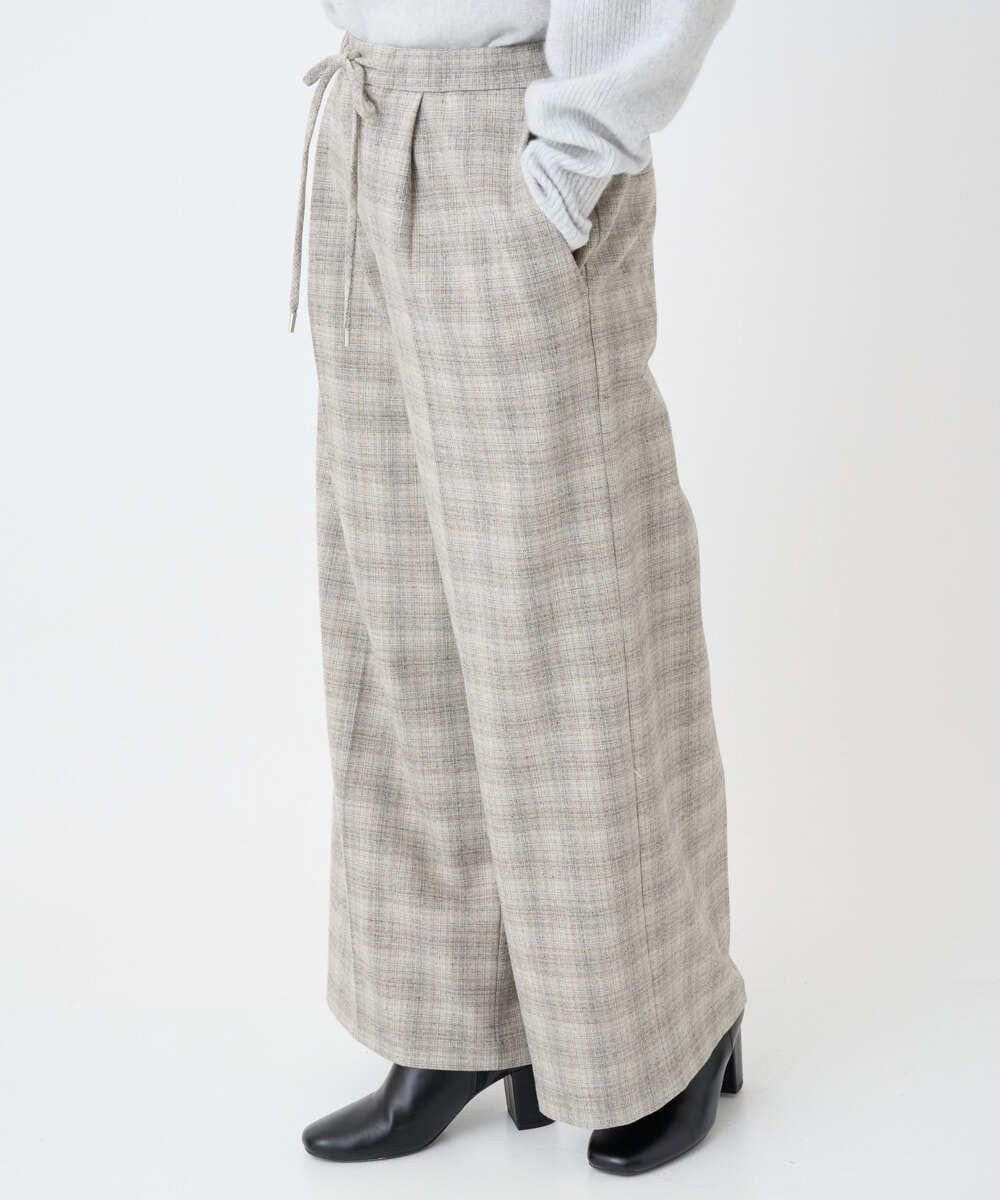 F6LAD13260 MICHEL KLEIN(小さいサイズ)(メゾン ドゥ サンク) [小さいサイズ]2WAYストレッチチェックワイドパンツ ライトグレー