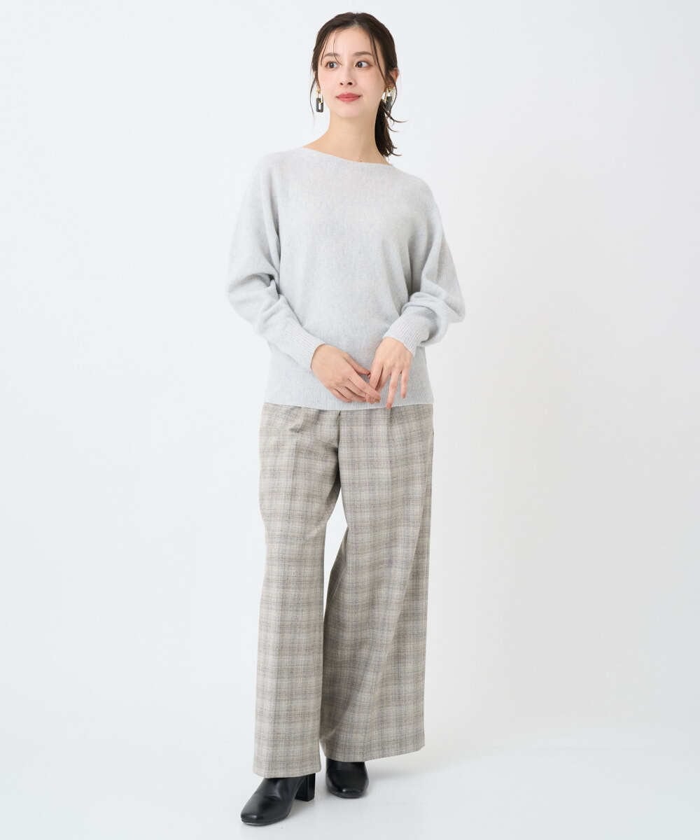 F6LAD13260 MICHEL KLEIN(小さいサイズ)(メゾン ドゥ サンク) [小さいサイズ]2WAYストレッチチェックワイドパンツ ライトグレー