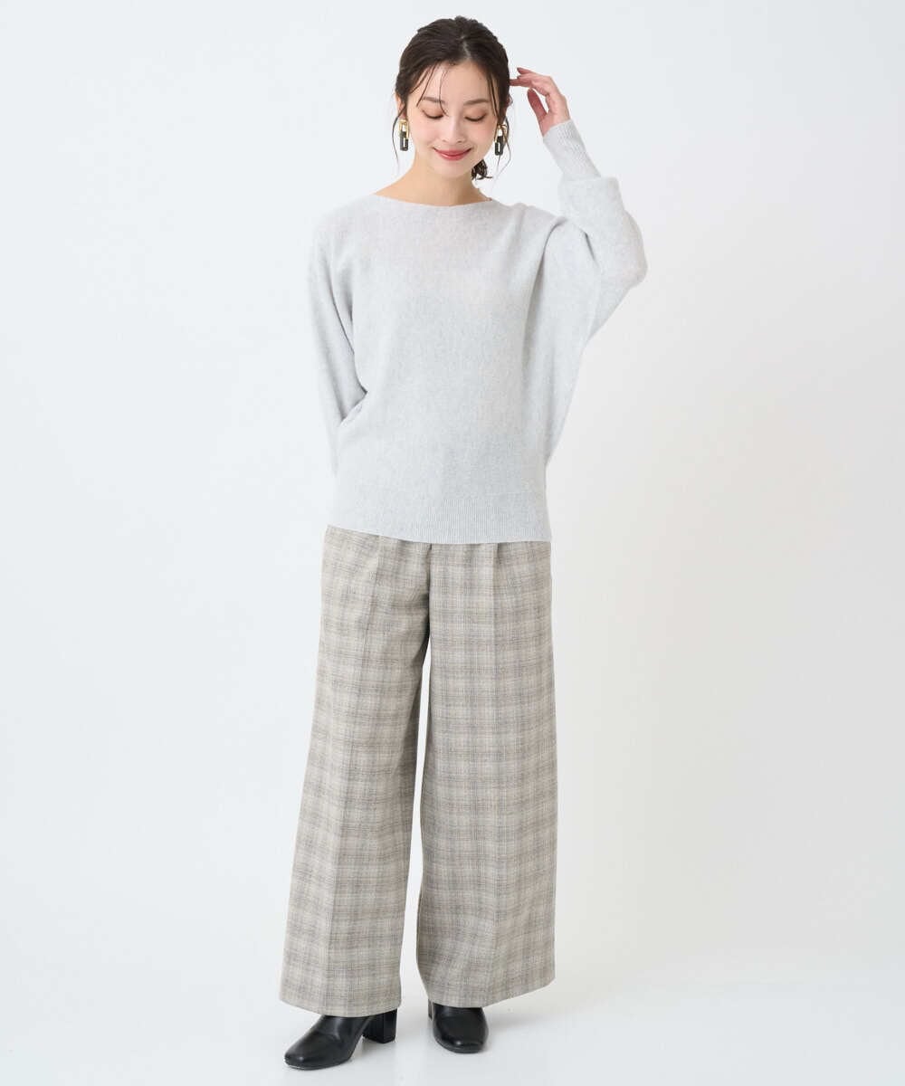 F6LAD13260 MICHEL KLEIN(小さいサイズ)(メゾン ドゥ サンク) [小さいサイズ]2WAYストレッチチェックワイドパンツ ライトグレー