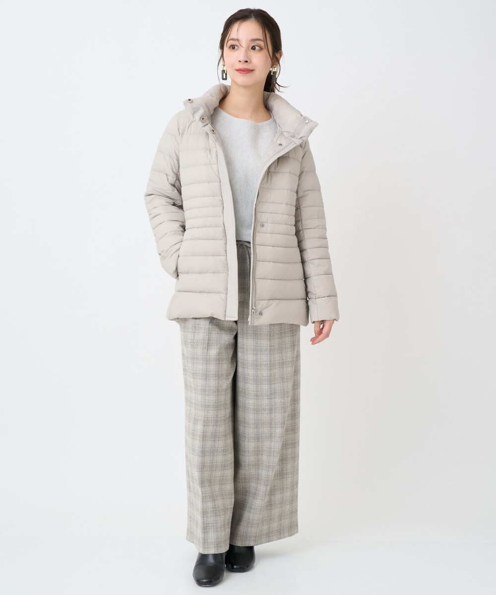 F6LAD13260 MICHEL KLEIN(小さいサイズ)(メゾン ドゥ サンク) [小さいサイズ]2WAYストレッチチェックワイドパンツ ライトグレー