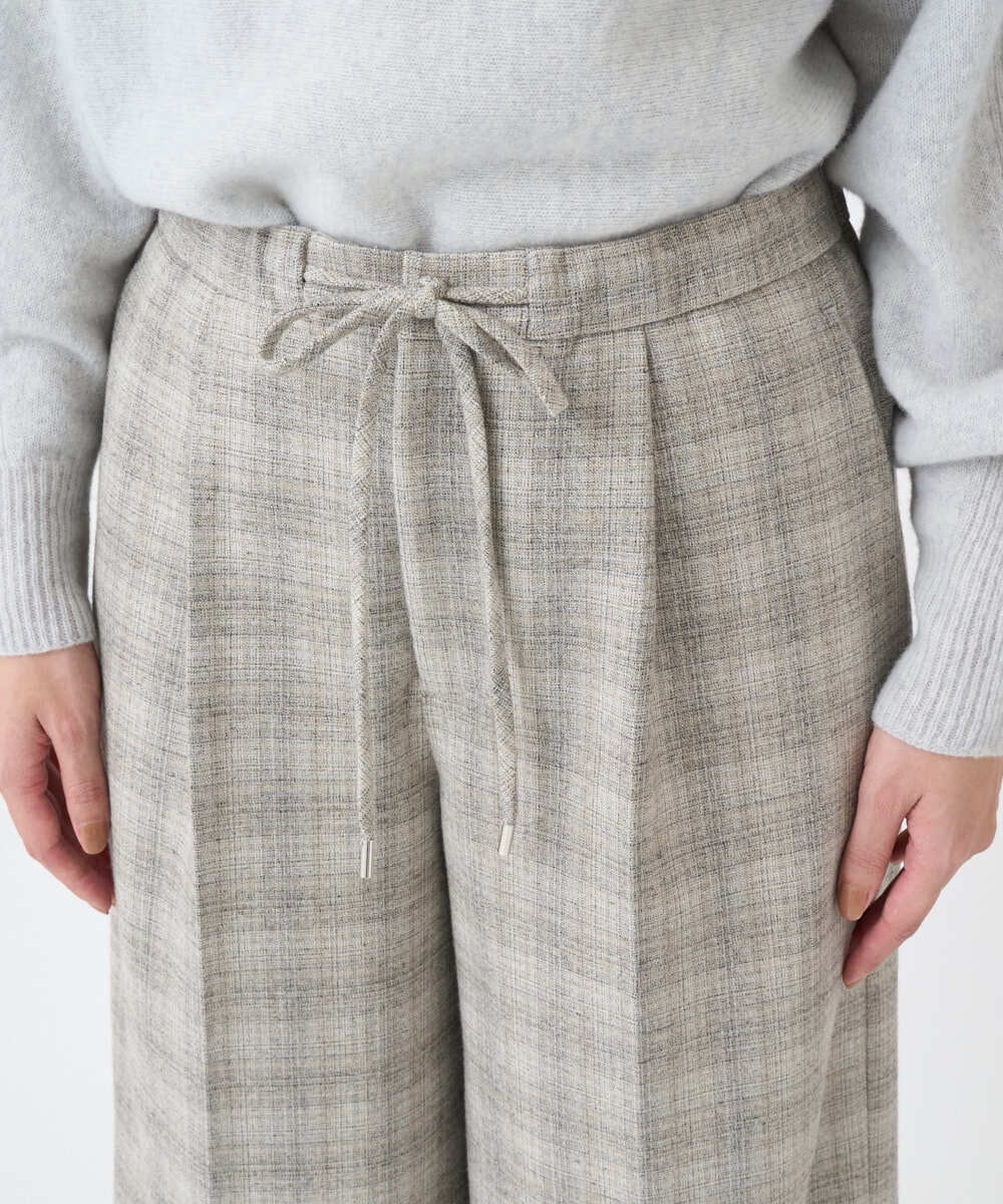 F6LAD13260 MICHEL KLEIN(小さいサイズ)(メゾン ドゥ サンク) [小さいサイズ]2WAYストレッチチェックワイドパンツ ライトグレー