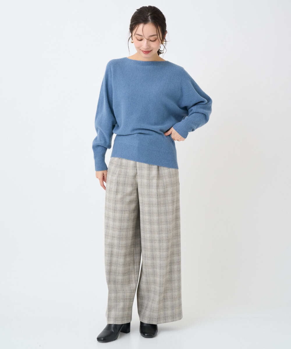 F6LAD13260 MICHEL KLEIN(小さいサイズ)(メゾン ドゥ サンク) [小さいサイズ]2WAYストレッチチェックワイドパンツ ライトグレー