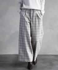 F6LAD13260 MICHEL KLEIN(小さいサイズ)(メゾン ドゥ サンク) [小さいサイズ]2WAYストレッチチェックワイドパンツ ライトグレー