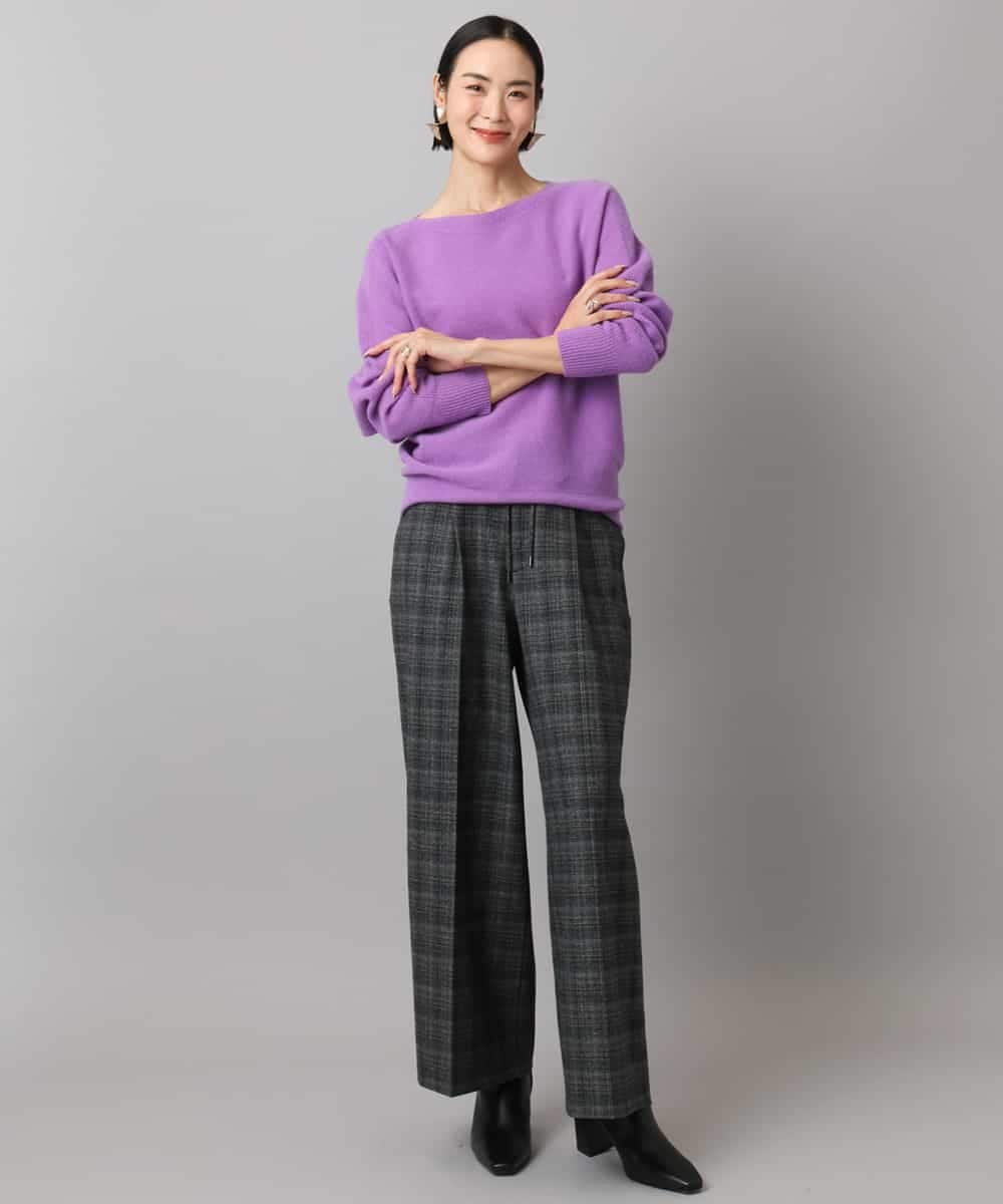 F6LAD13260 MICHEL KLEIN(小さいサイズ)(メゾン ドゥ サンク) [小さいサイズ]2WAYストレッチチェックワイドパンツ ライトグレー