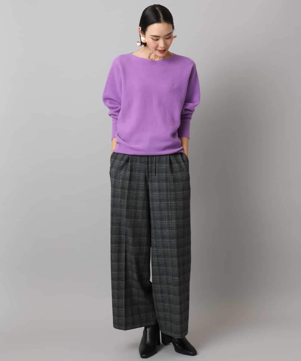 F6LAD13260 MICHEL KLEIN(小さいサイズ)(メゾン ドゥ サンク) [小さいサイズ]2WAYストレッチチェックワイドパンツ ライトグレー