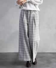 F6LAD13260 MICHEL KLEIN(小さいサイズ)(メゾン ドゥ サンク) [小さいサイズ]2WAYストレッチチェックワイドパンツ ライトグレー