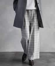 F6LAD13260 MICHEL KLEIN(小さいサイズ)(メゾン ドゥ サンク) [小さいサイズ]2WAYストレッチチェックワイドパンツ ライトグレー