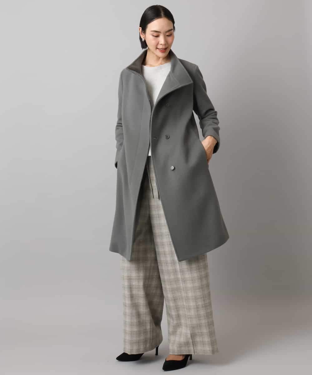 F6LAD13260 MICHEL KLEIN(小さいサイズ)(メゾン ドゥ サンク) [小さいサイズ]2WAYストレッチチェックワイドパンツ ライトグレー