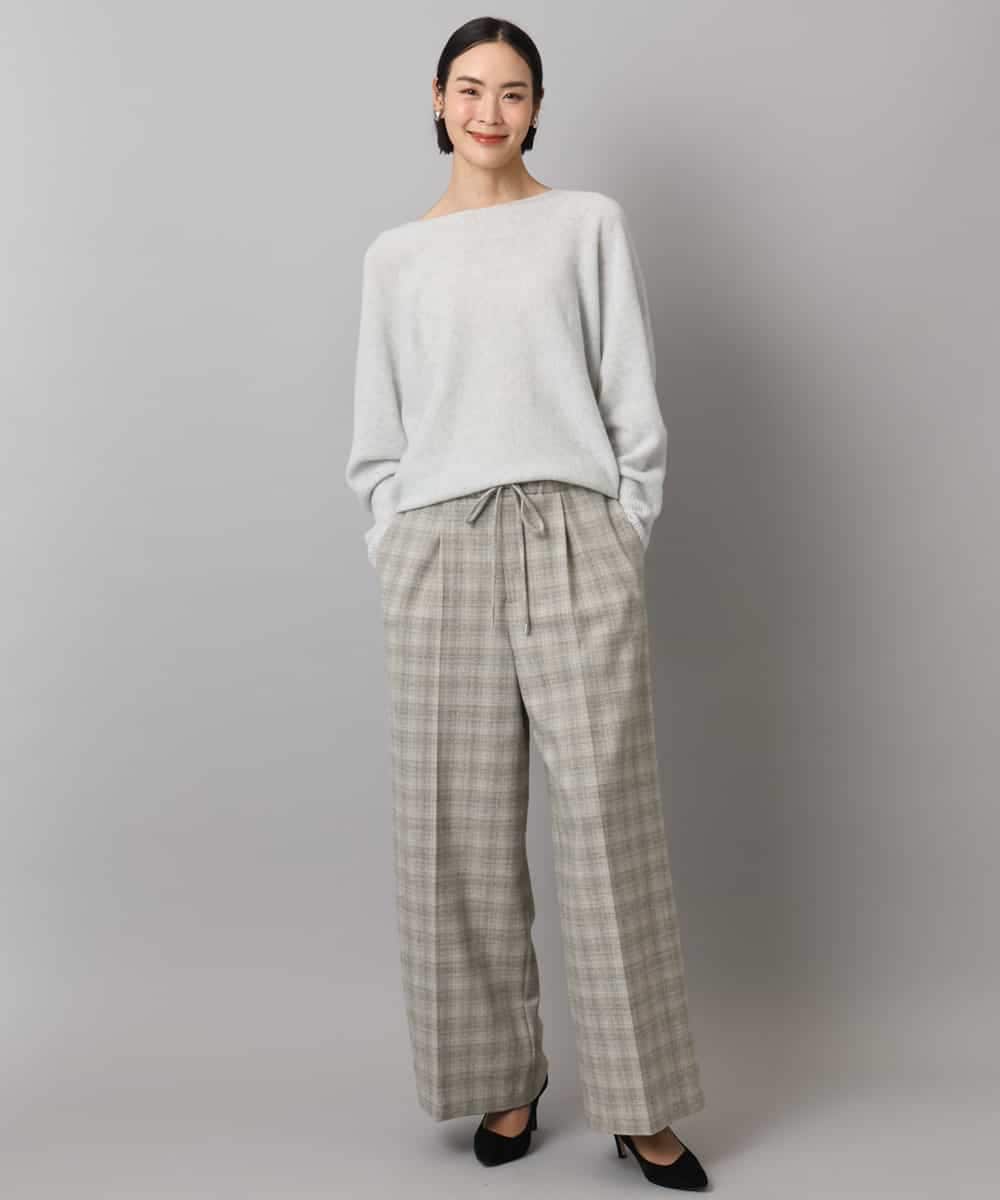 F6LAD13260 MICHEL KLEIN(小さいサイズ)(メゾン ドゥ サンク) [小さいサイズ]2WAYストレッチチェックワイドパンツ ライトグレー