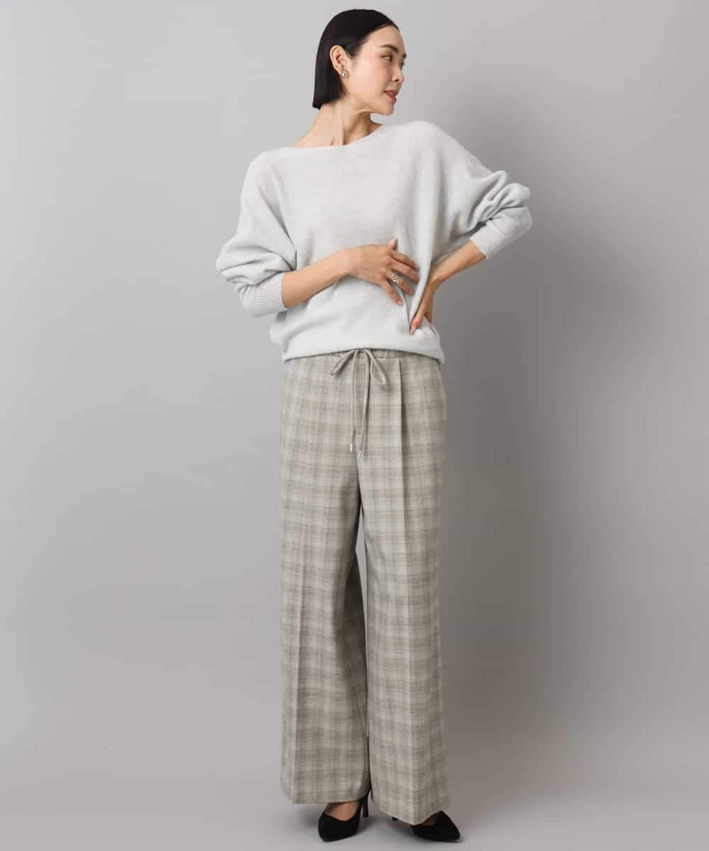 F6LAD13260 MICHEL KLEIN(小さいサイズ)(メゾン ドゥ サンク) [小さいサイズ]2WAYストレッチチェックワイドパンツ ライトグレー