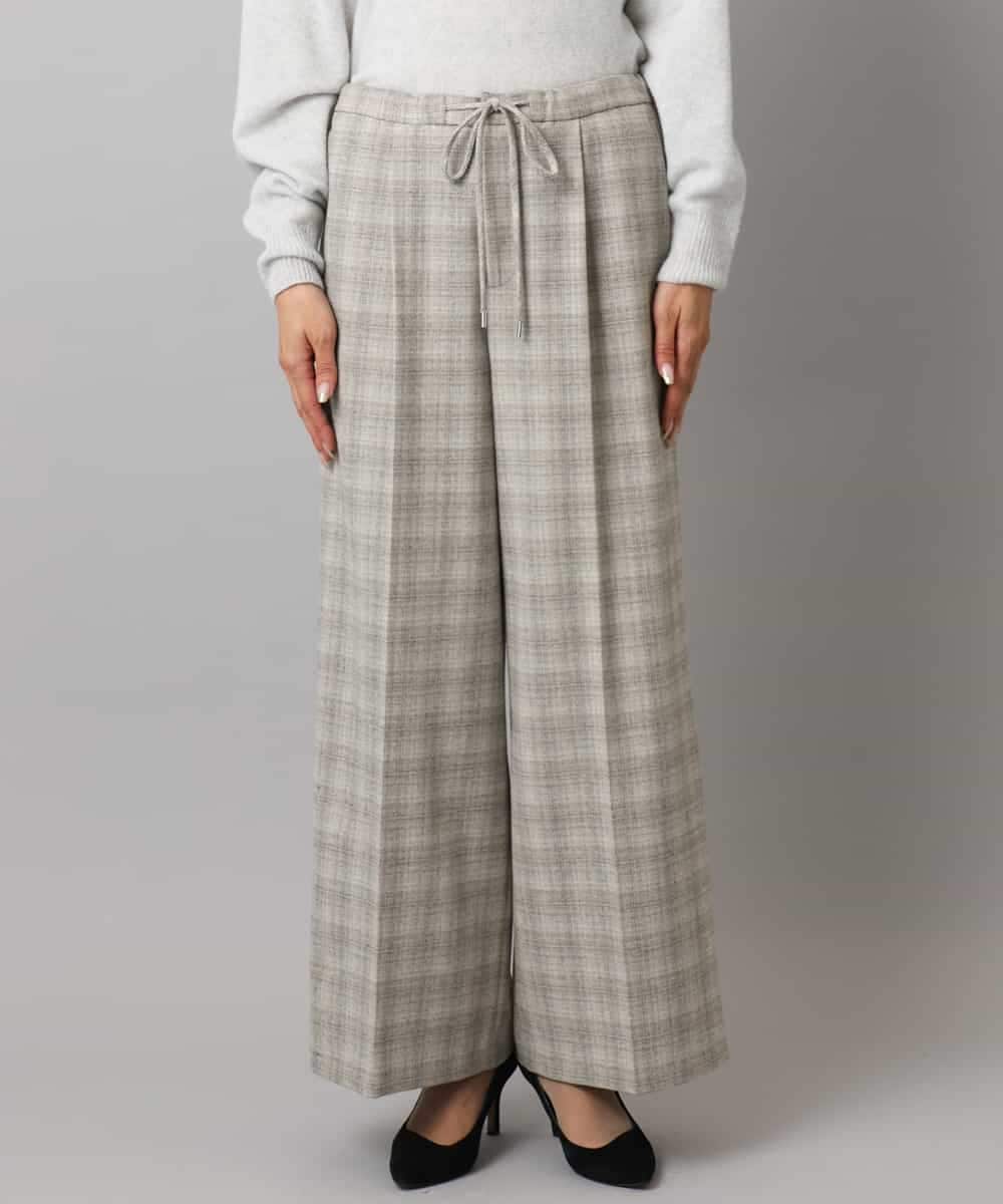 F6LAD13260 MICHEL KLEIN(小さいサイズ)(メゾン ドゥ サンク) [小さいサイズ]2WAYストレッチチェックワイドパンツ ライトグレー