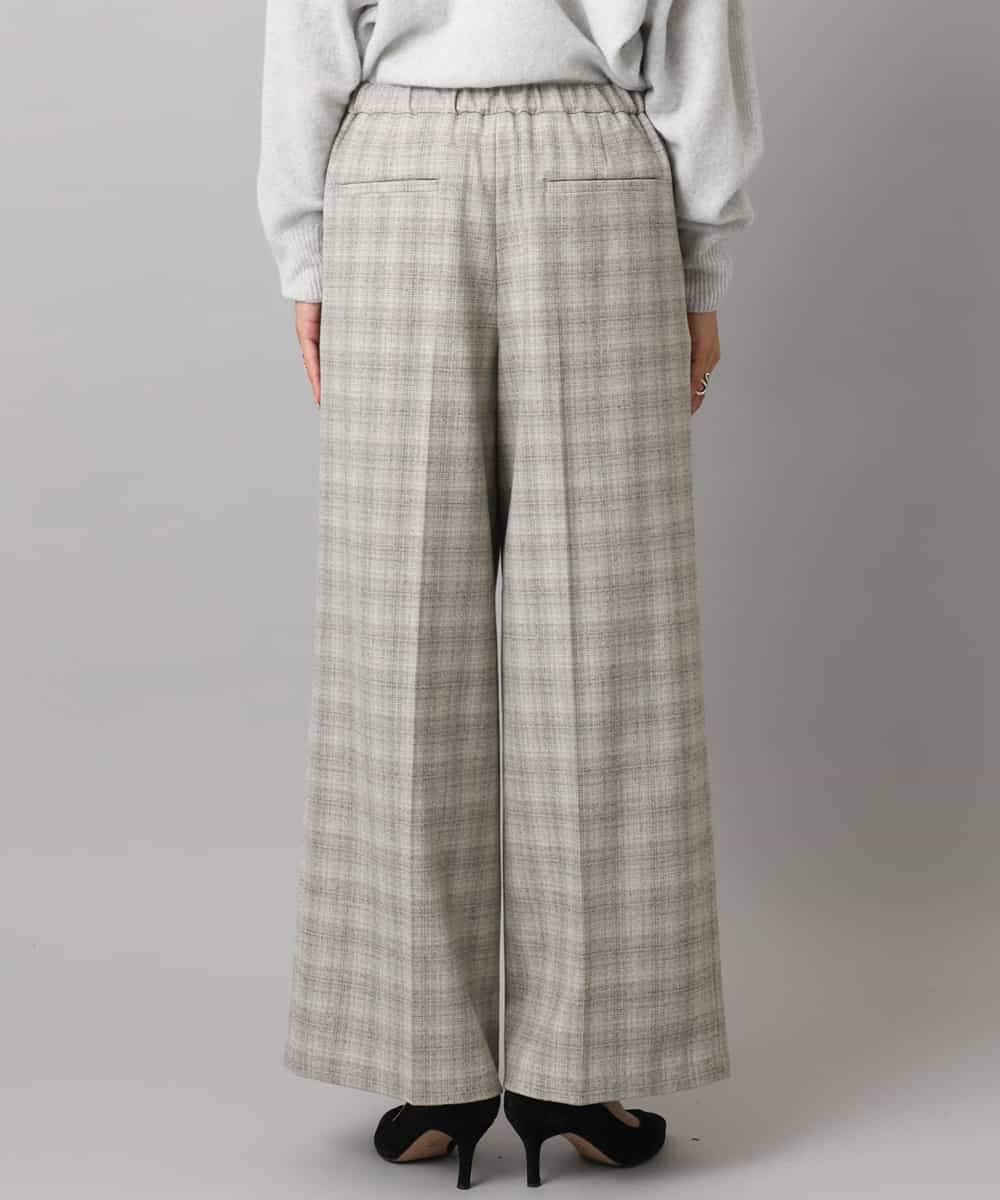 F6LAD13260 MICHEL KLEIN(小さいサイズ)(メゾン ドゥ サンク) [小さいサイズ]2WAYストレッチチェックワイドパンツ ライトグレー