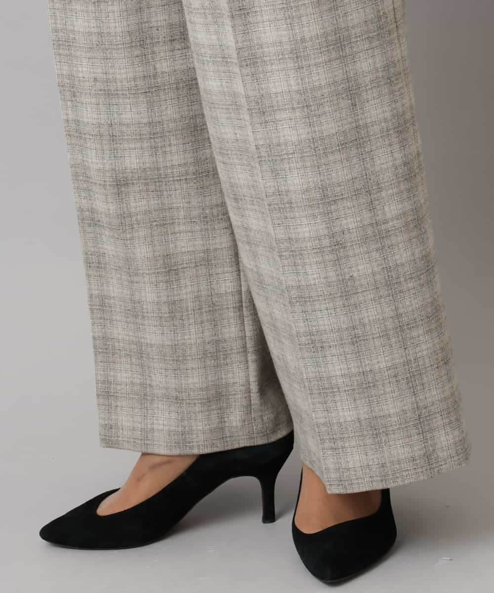 F6LAD13260 MICHEL KLEIN(小さいサイズ)(メゾン ドゥ サンク) [小さいサイズ]2WAYストレッチチェックワイドパンツ ライトグレー